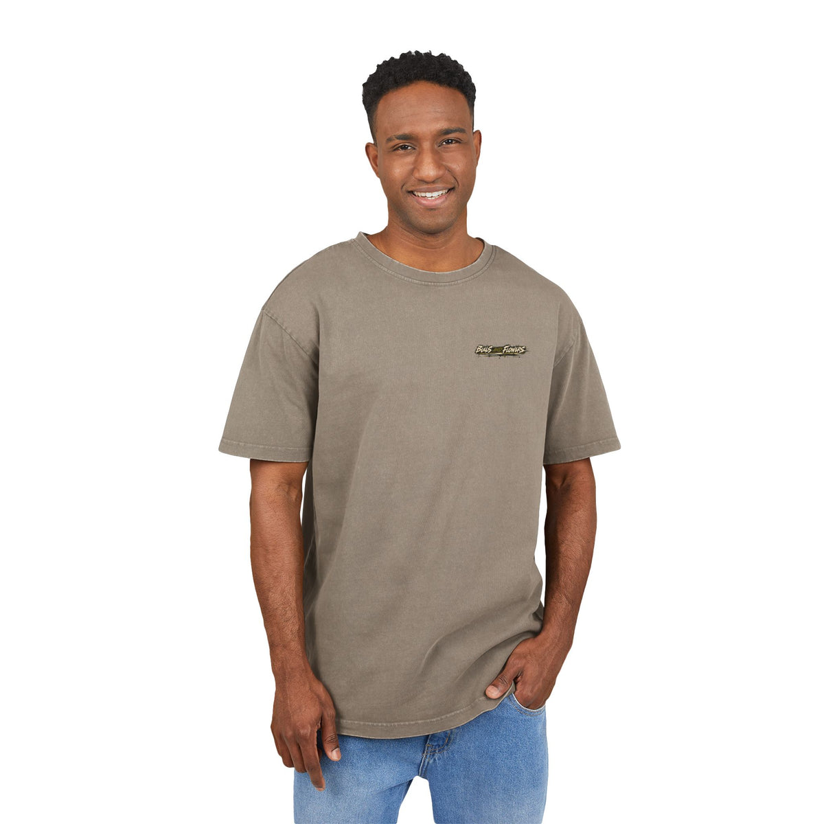 Bulls and Flowers Graphic Tee | Acid Wash Oversize Shirt