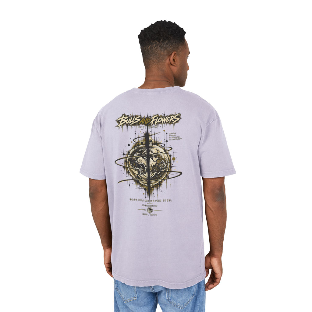 Bulls and Flowers Graphic Tee | Acid Wash Oversize Shirt