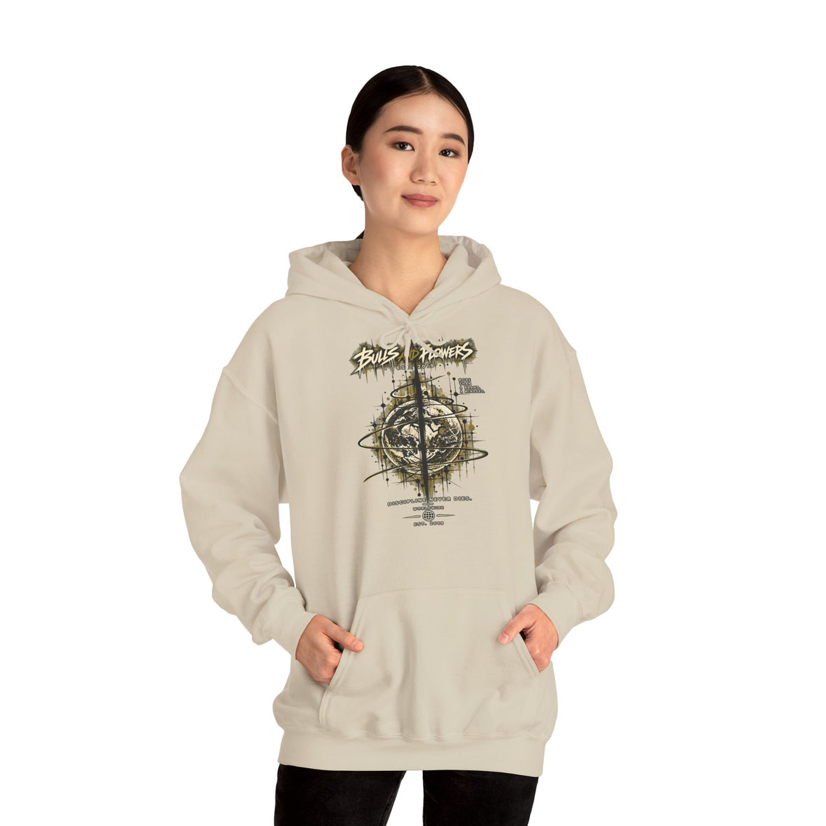 Distressed Compass Skull Hooded Sweatshirt | Grunge Nautical Graphic