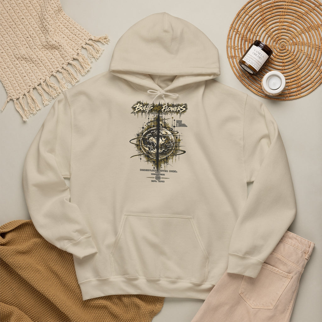 Distressed Compass Skull Hooded Sweatshirt | Grunge Nautical Graphic