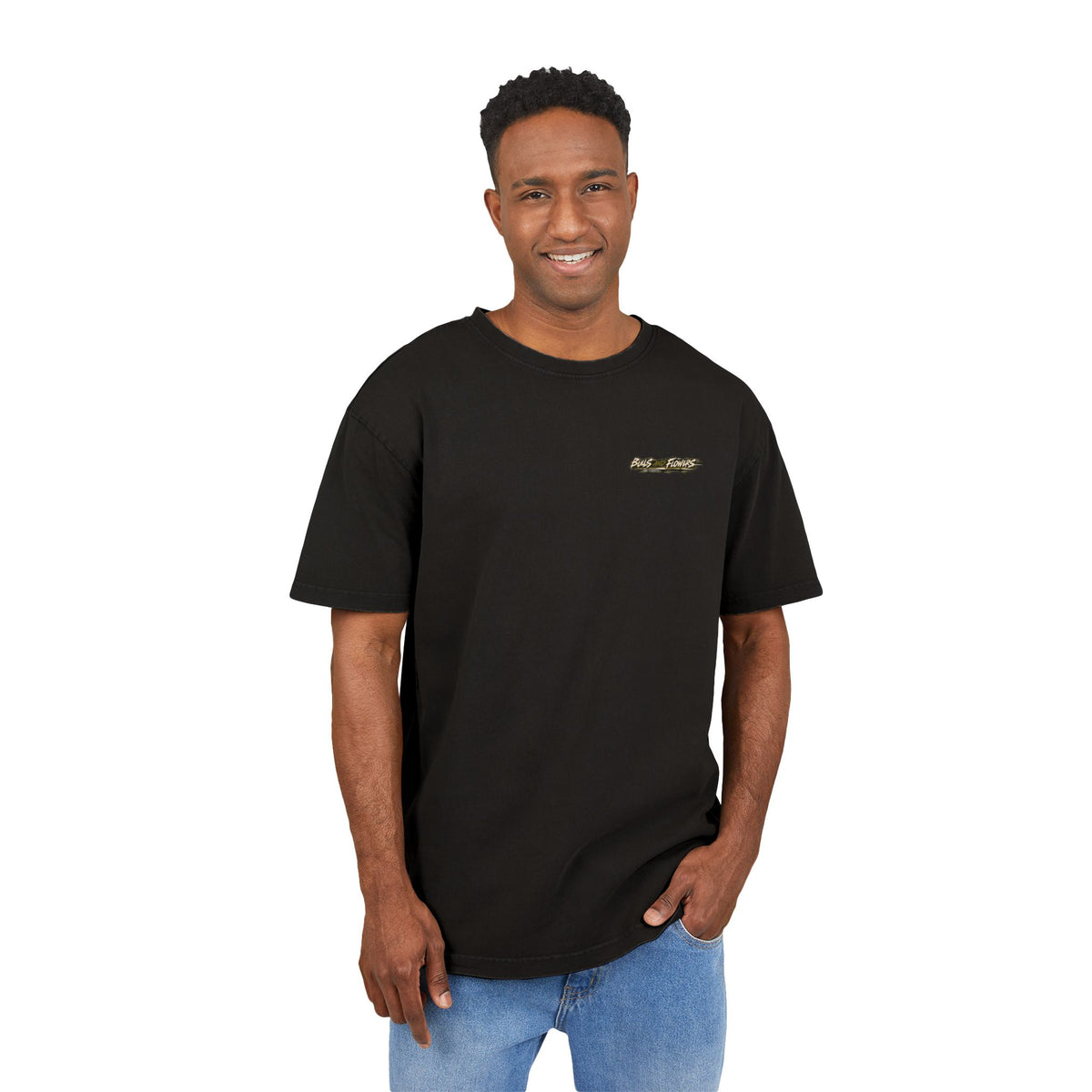 Bulls and Flowers Graphic Tee | Acid Wash Oversize Shirt