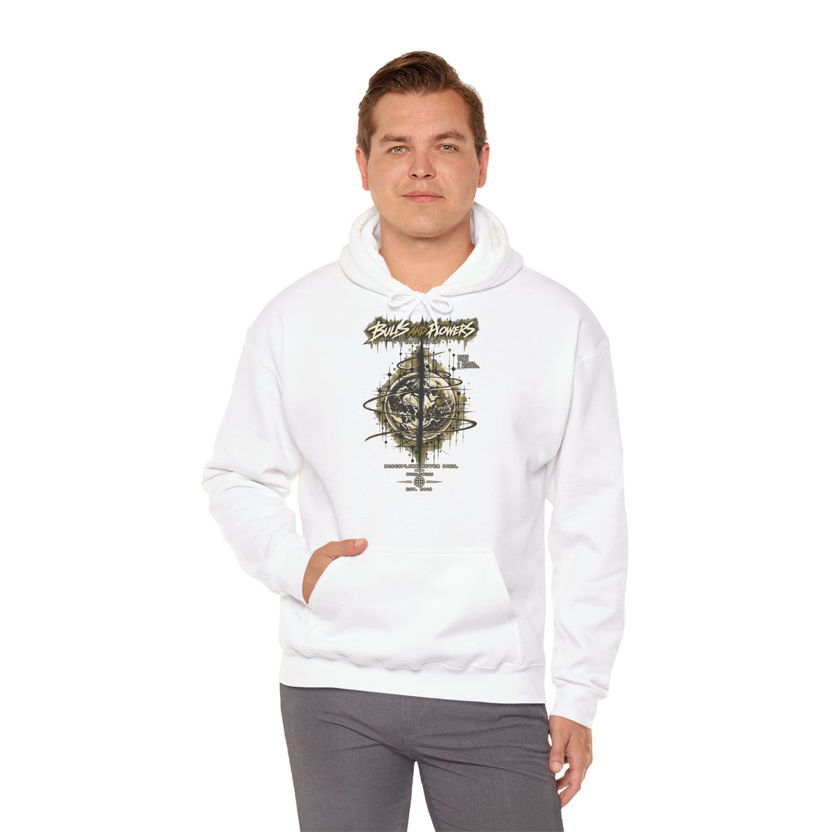 Distressed Compass Skull Hooded Sweatshirt | Grunge Nautical Graphic