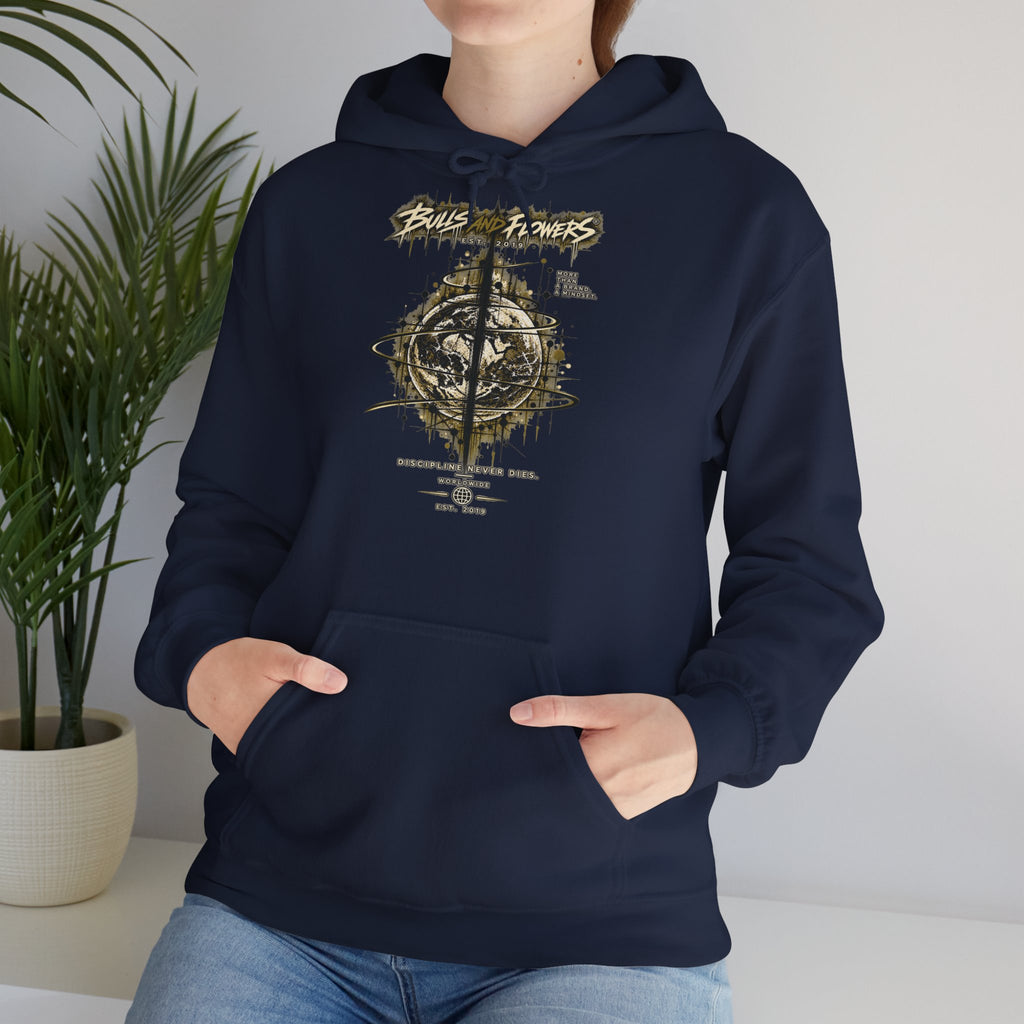 Distressed Compass Skull Hooded Sweatshirt | Grunge Nautical Graphic