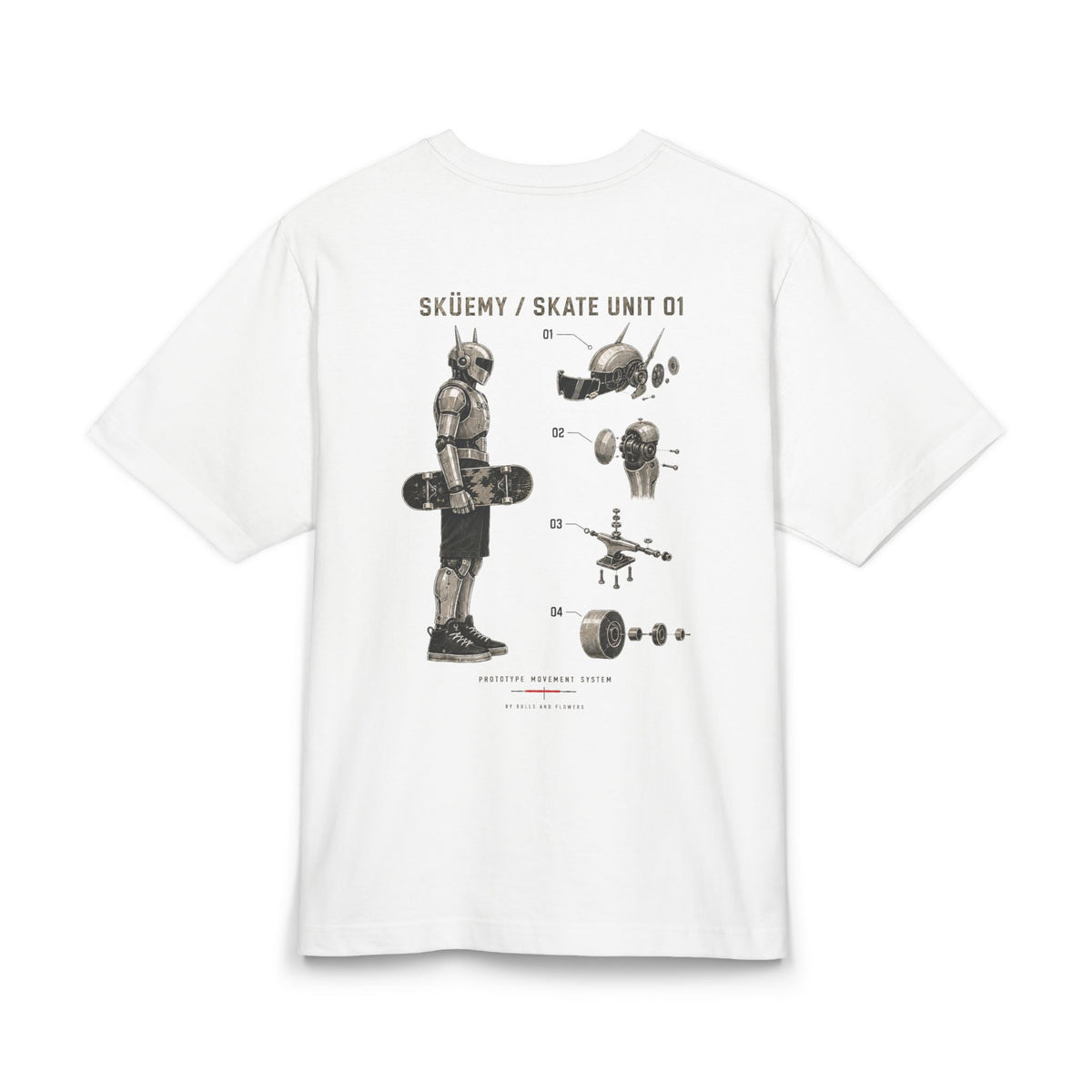 Skate Unit 01 Diagram Tee | Robotic Skateboard Illustration