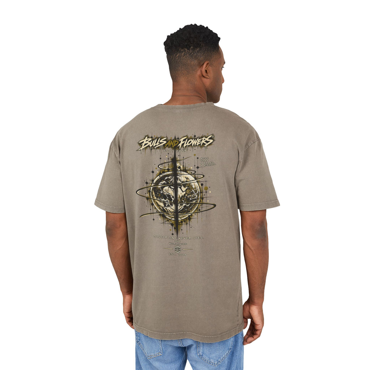 Bulls and Flowers Graphic Tee | Acid Wash Oversize Shirt