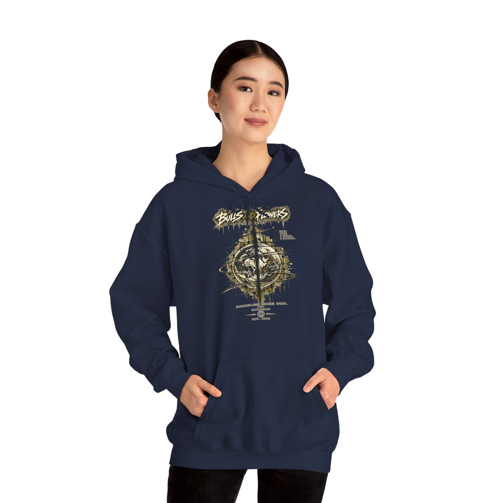 Distressed Compass Skull Hooded Sweatshirt | Grunge Nautical Graphic