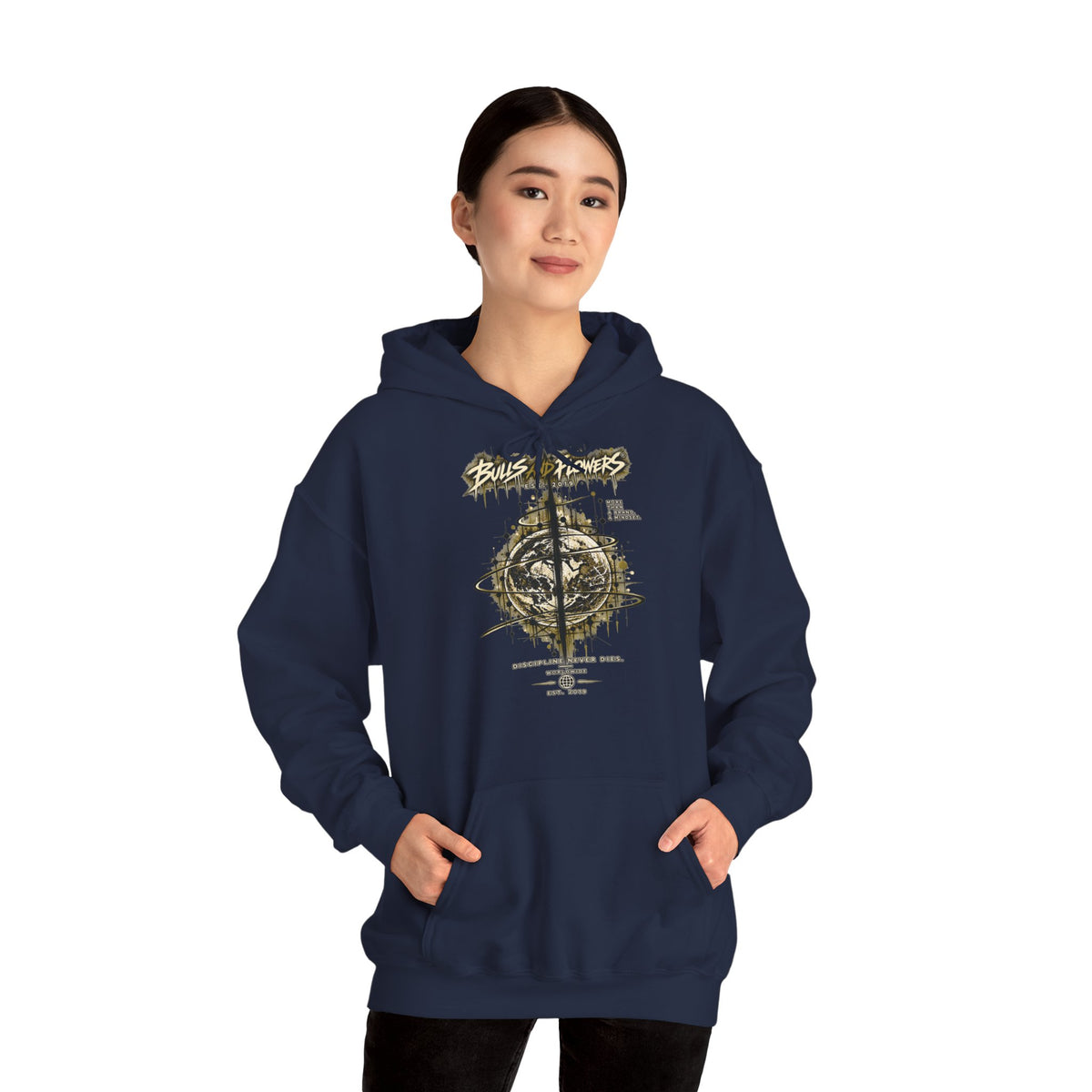 Distressed Compass Skull Hooded Sweatshirt | Grunge Nautical Graphic
