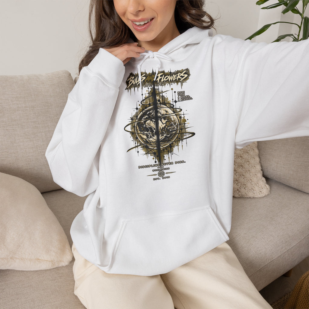Distressed Compass Skull Hooded Sweatshirt | Grunge Nautical Graphic