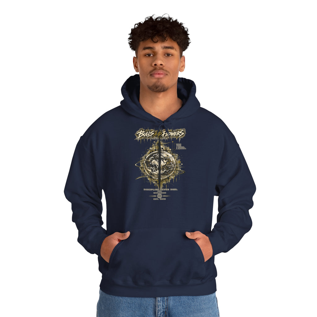 Distressed Compass Skull Hooded Sweatshirt | Grunge Nautical Graphic