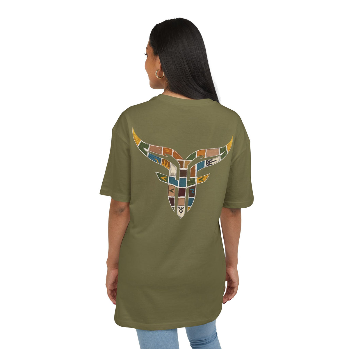 Vintage Mosaic Bulls and Flowers Graphic Tee