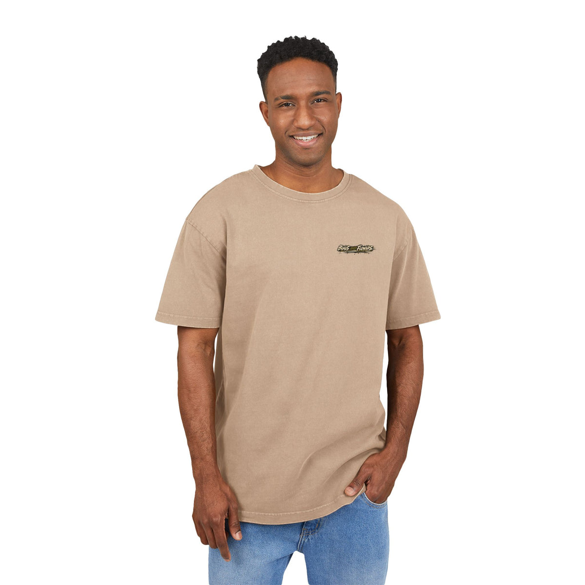 Bulls and Flowers Graphic Tee | Acid Wash Oversize Shirt