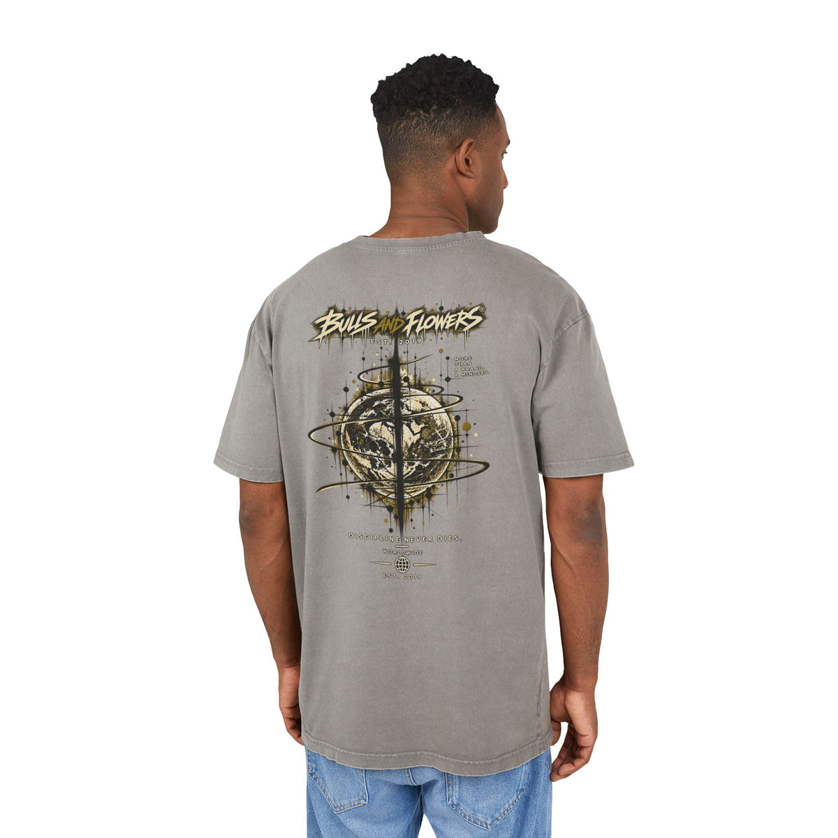 Bulls and Flowers Graphic Tee | Acid Wash Oversize Shirt
