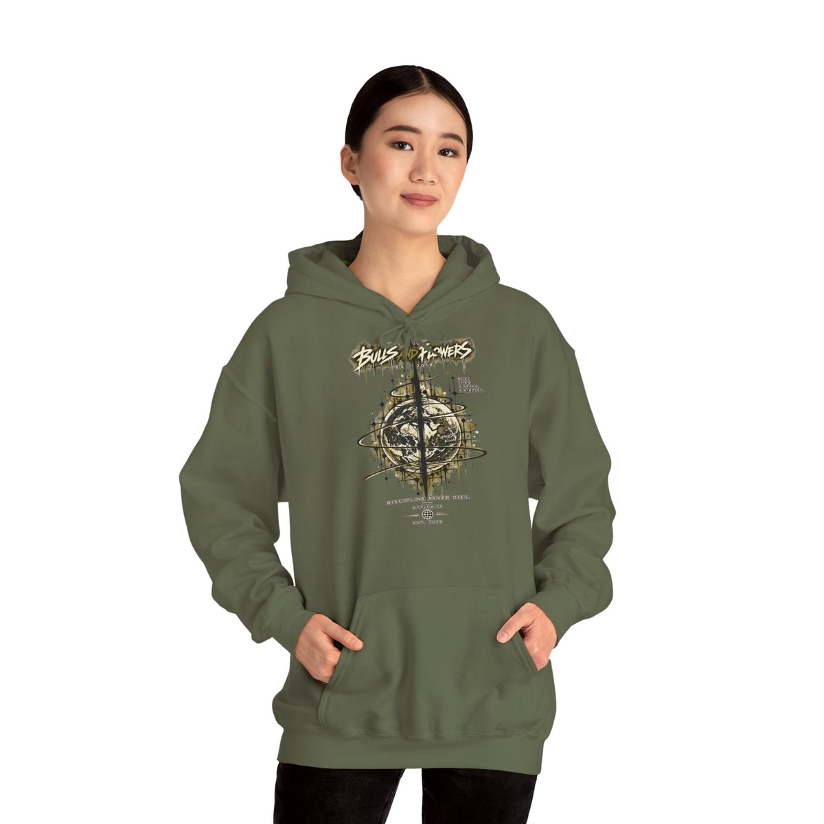 Distressed Compass Skull Hooded Sweatshirt | Grunge Nautical Graphic
