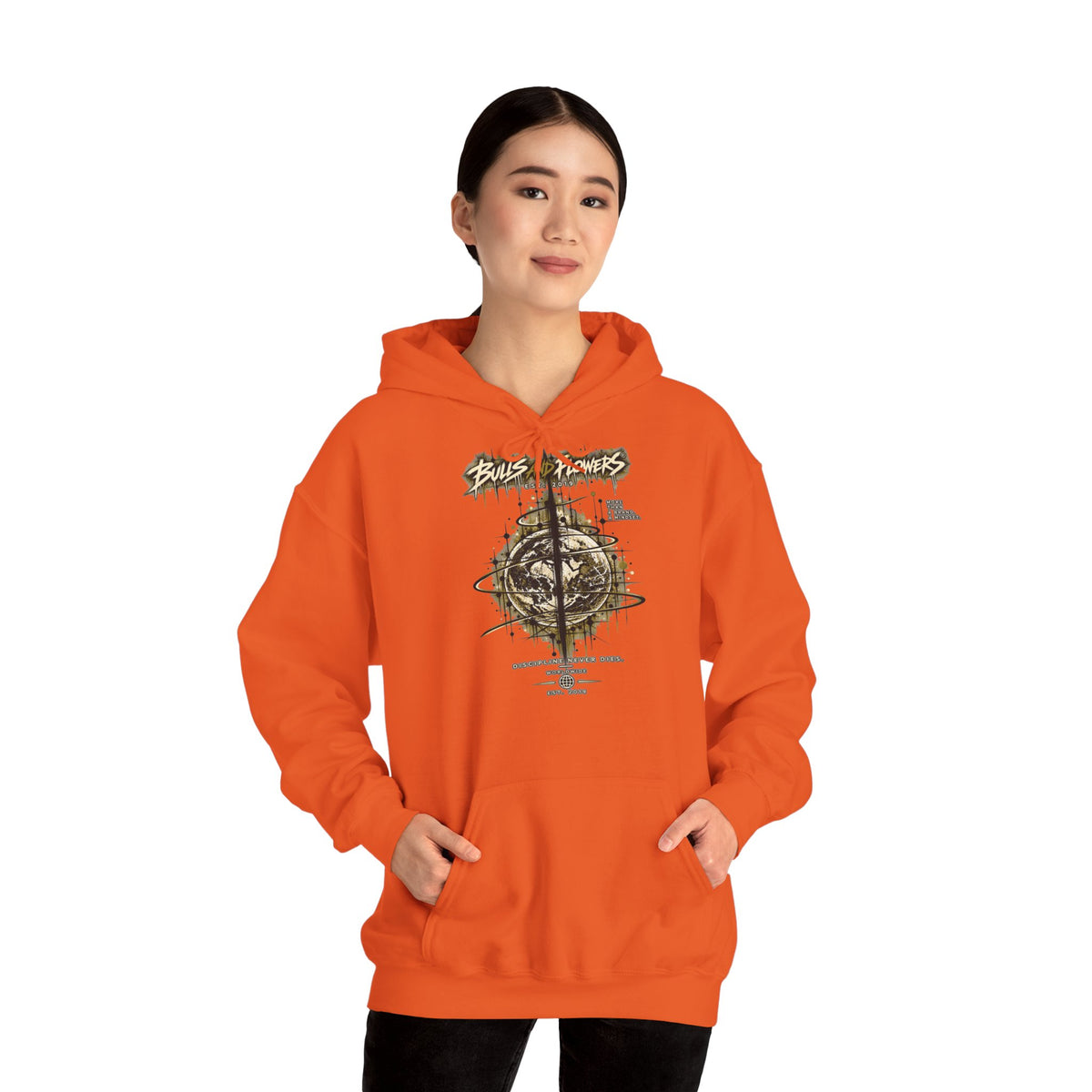 Distressed Compass Skull Hooded Sweatshirt | Grunge Nautical Graphic