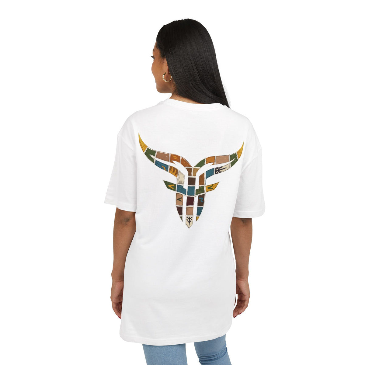 Vintage Mosaic Bulls and Flowers Graphic Tee