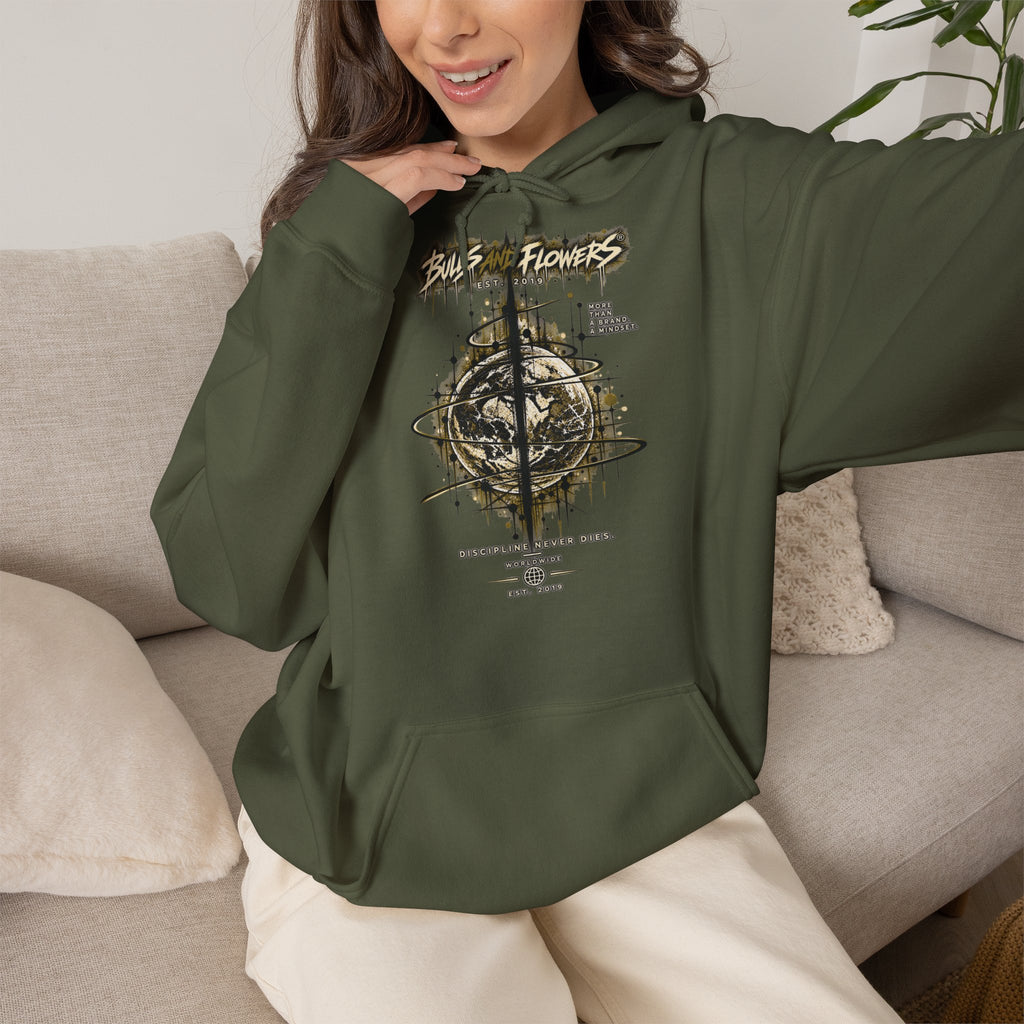 Distressed Compass Skull Hooded Sweatshirt | Grunge Nautical Graphic