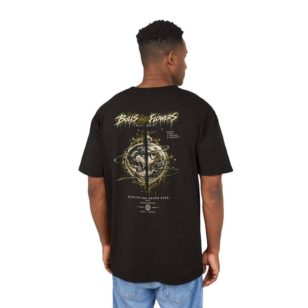 Bulls and Flowers Graphic Tee | Acid Wash Oversize Shirt