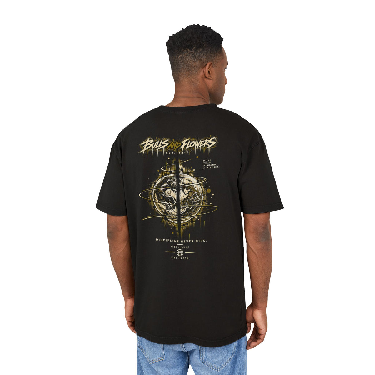 Bulls and Flowers Graphic Tee | Acid Wash Oversize Shirt