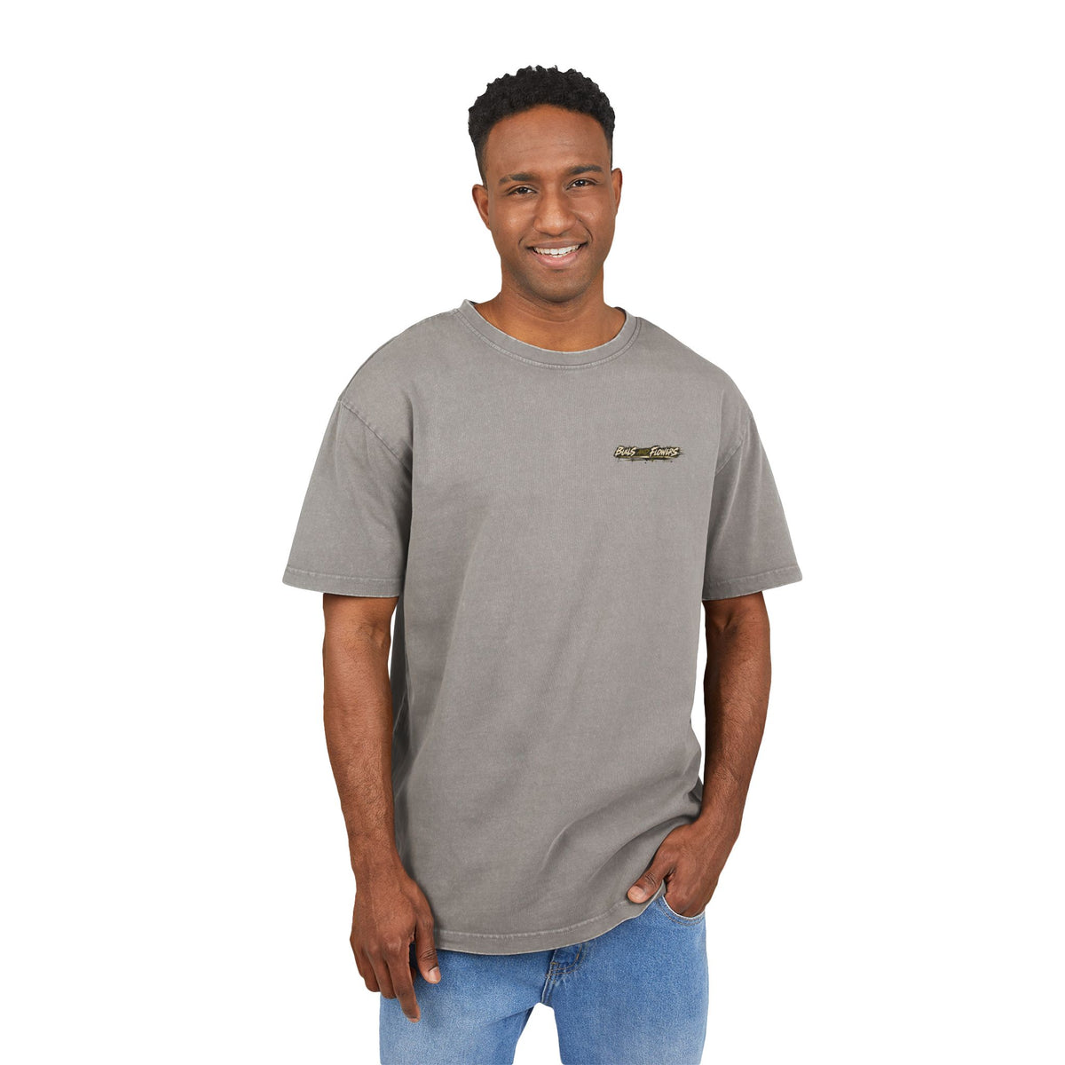 Bulls and Flowers Graphic Tee | Acid Wash Oversize Shirt