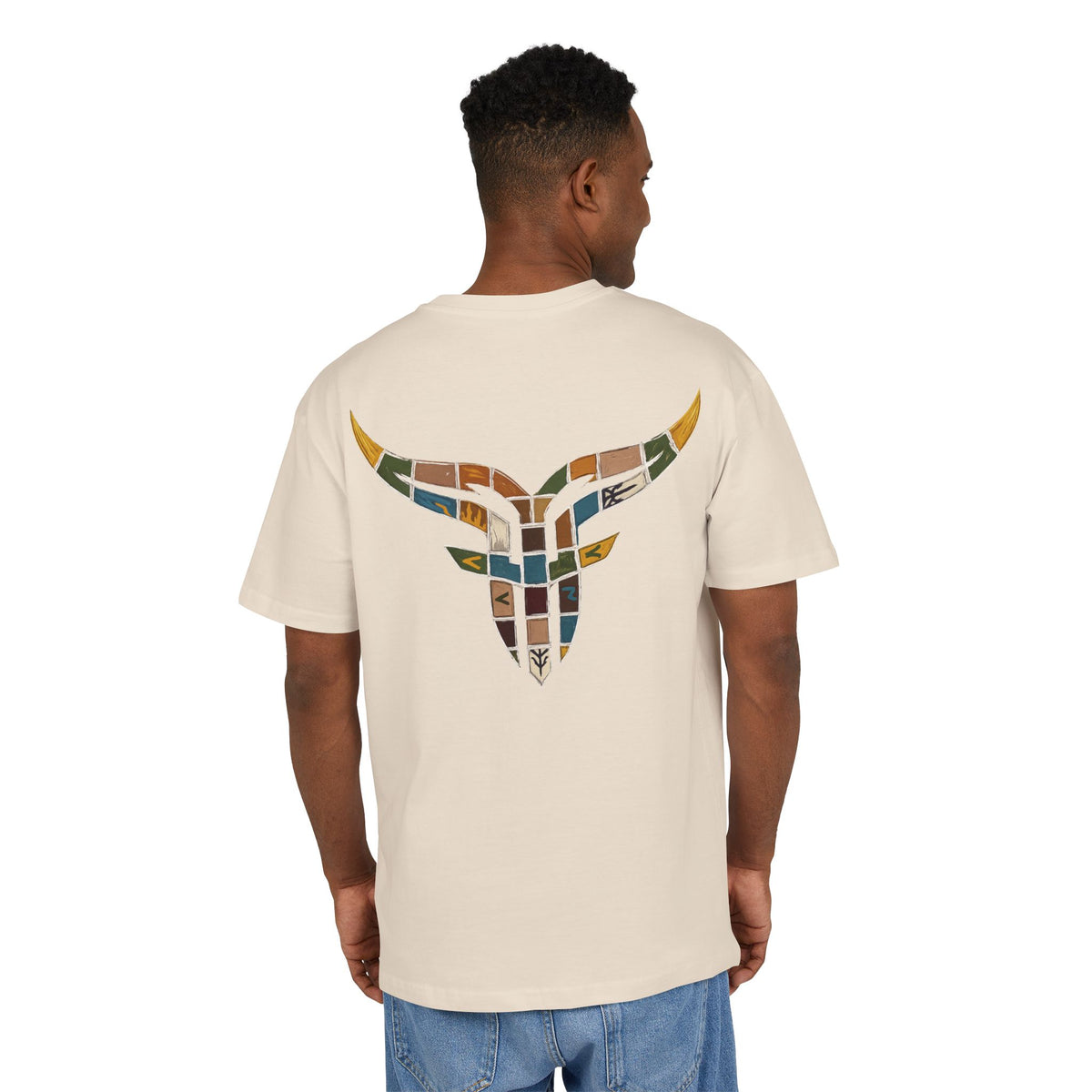 Vintage Mosaic Bulls and Flowers Graphic Tee