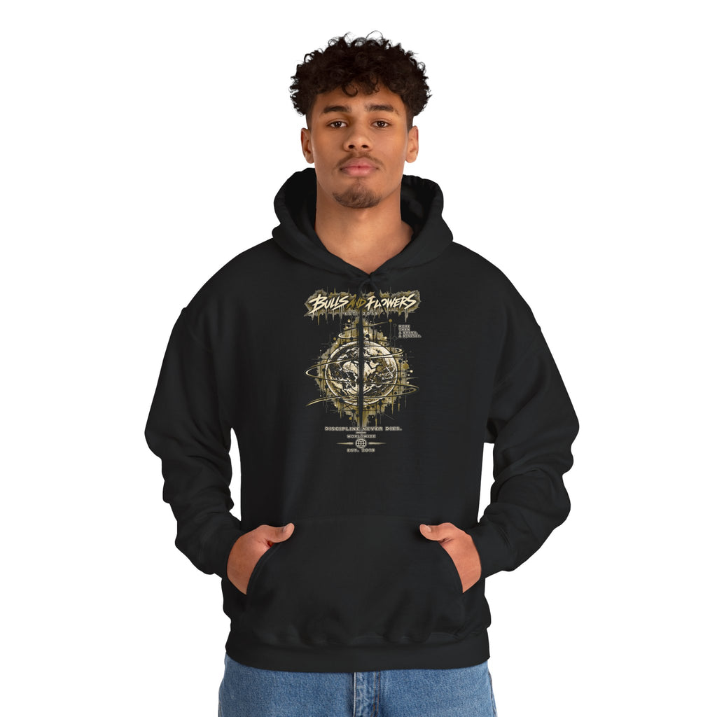 Distressed Compass Skull Hooded Sweatshirt | Grunge Nautical Graphic