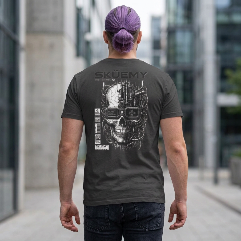 BaF Sküemy Cyber Skull Tee | Graphic Skull Techwear Shirt