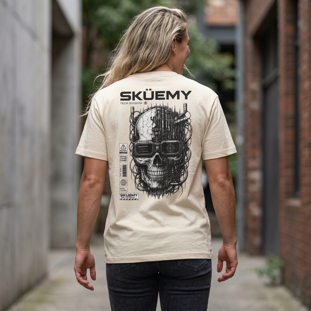 BaF Sküemy Cyber Skull Tee | Graphic Skull Techwear Shirt