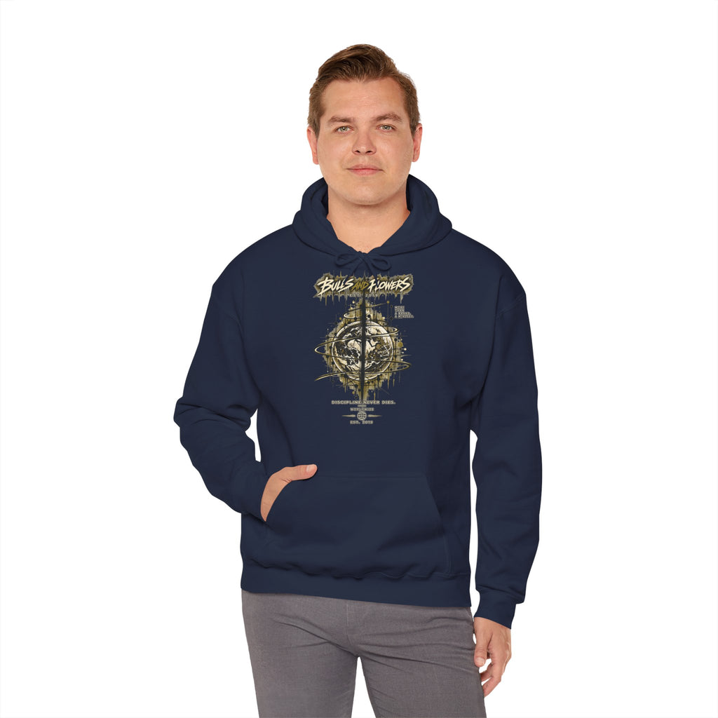 Distressed Compass Skull Hooded Sweatshirt | Grunge Nautical Graphic