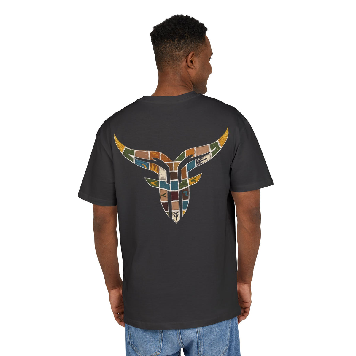 Vintage Mosaic Bulls and Flowers Graphic Tee