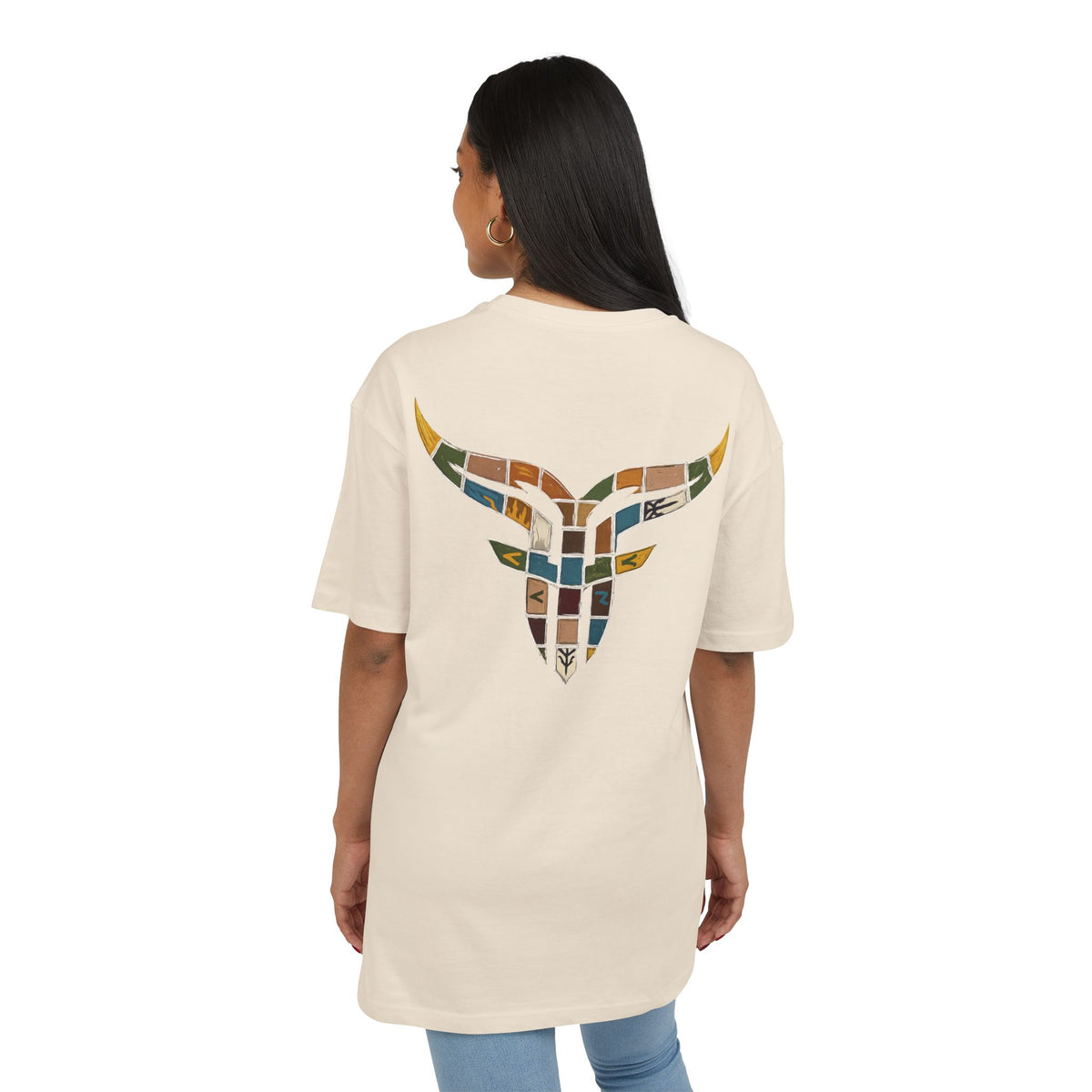 Vintage Mosaic Bulls and Flowers Graphic Tee