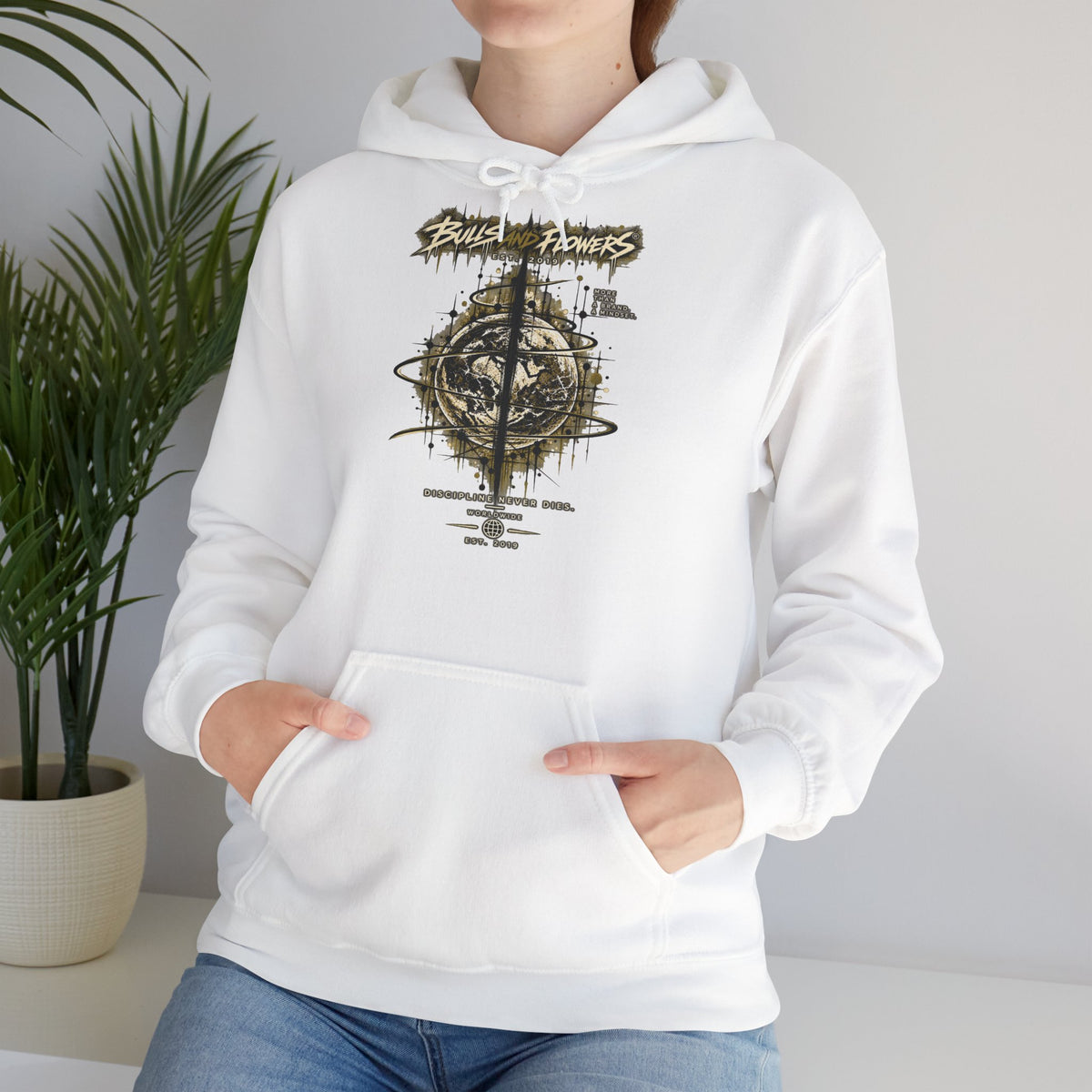 Distressed Compass Skull Hooded Sweatshirt | Grunge Nautical Graphic