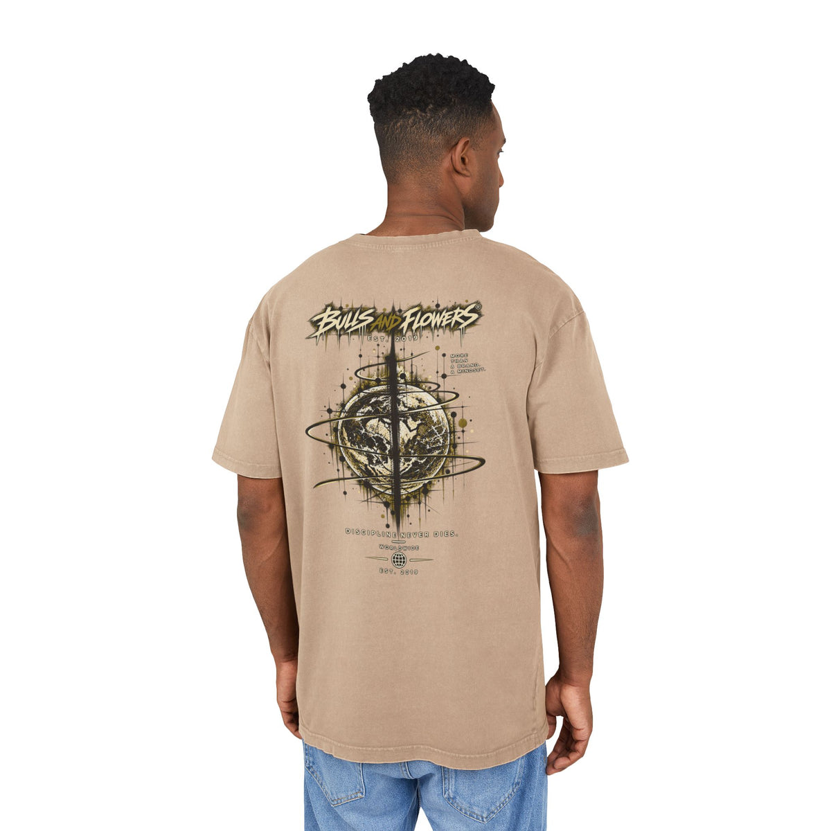 Bulls and Flowers Graphic Tee | Acid Wash Oversize Shirt