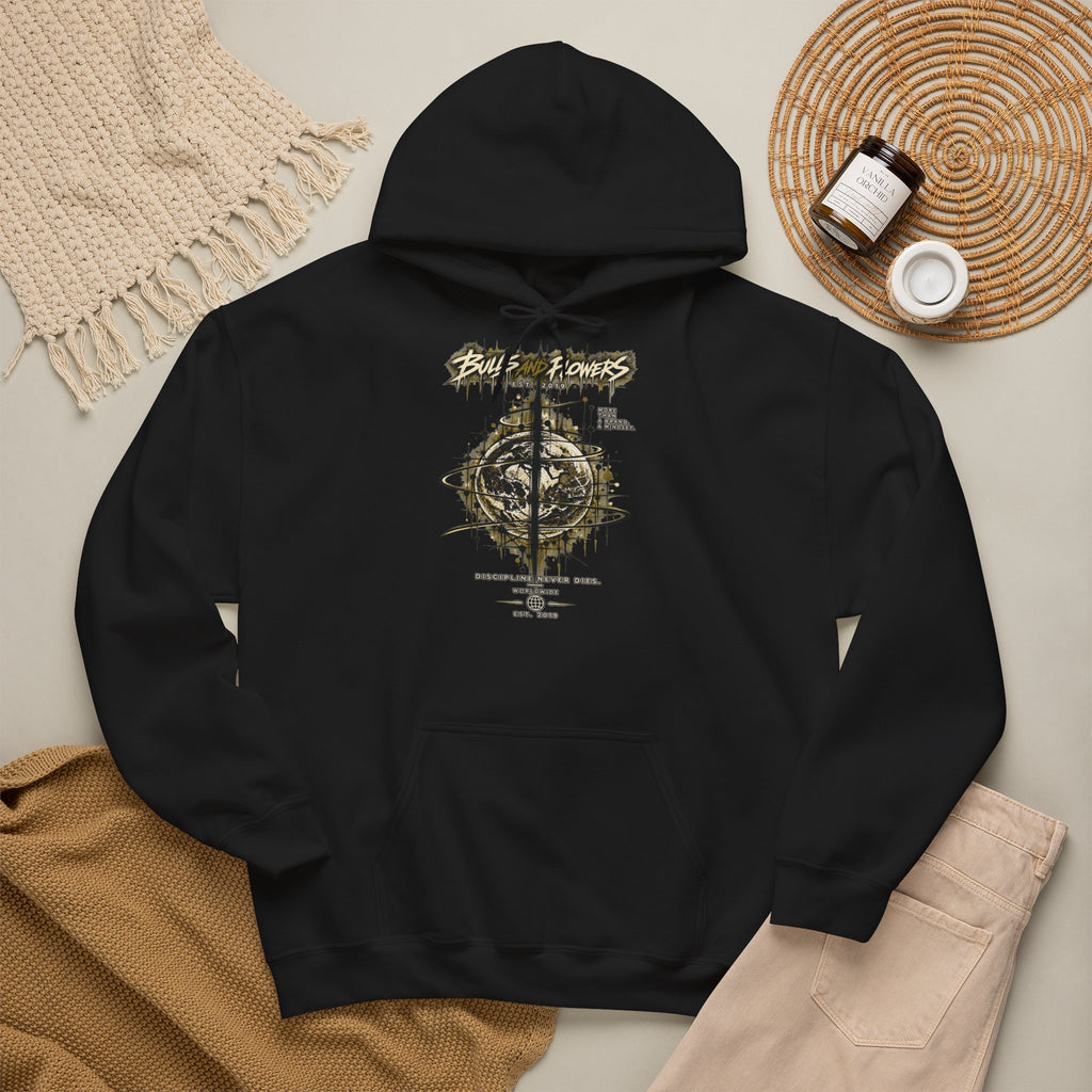Distressed Compass Skull Hooded Sweatshirt | Grunge Nautical Graphic