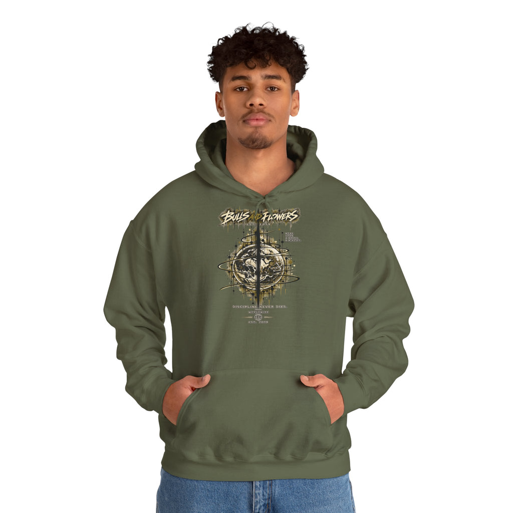 Distressed Compass Skull Hooded Sweatshirt | Grunge Nautical Graphic