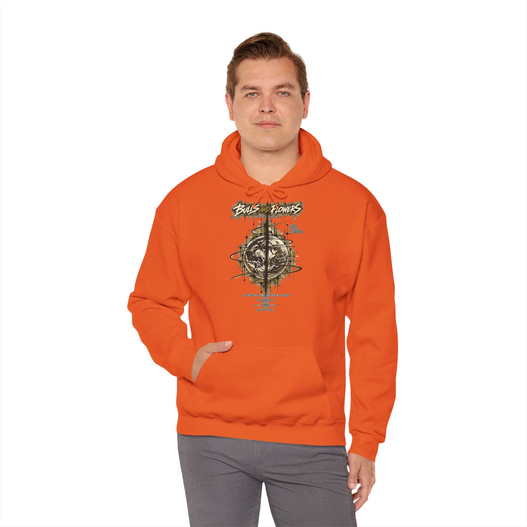 Distressed Compass Skull Hooded Sweatshirt | Grunge Nautical Graphic