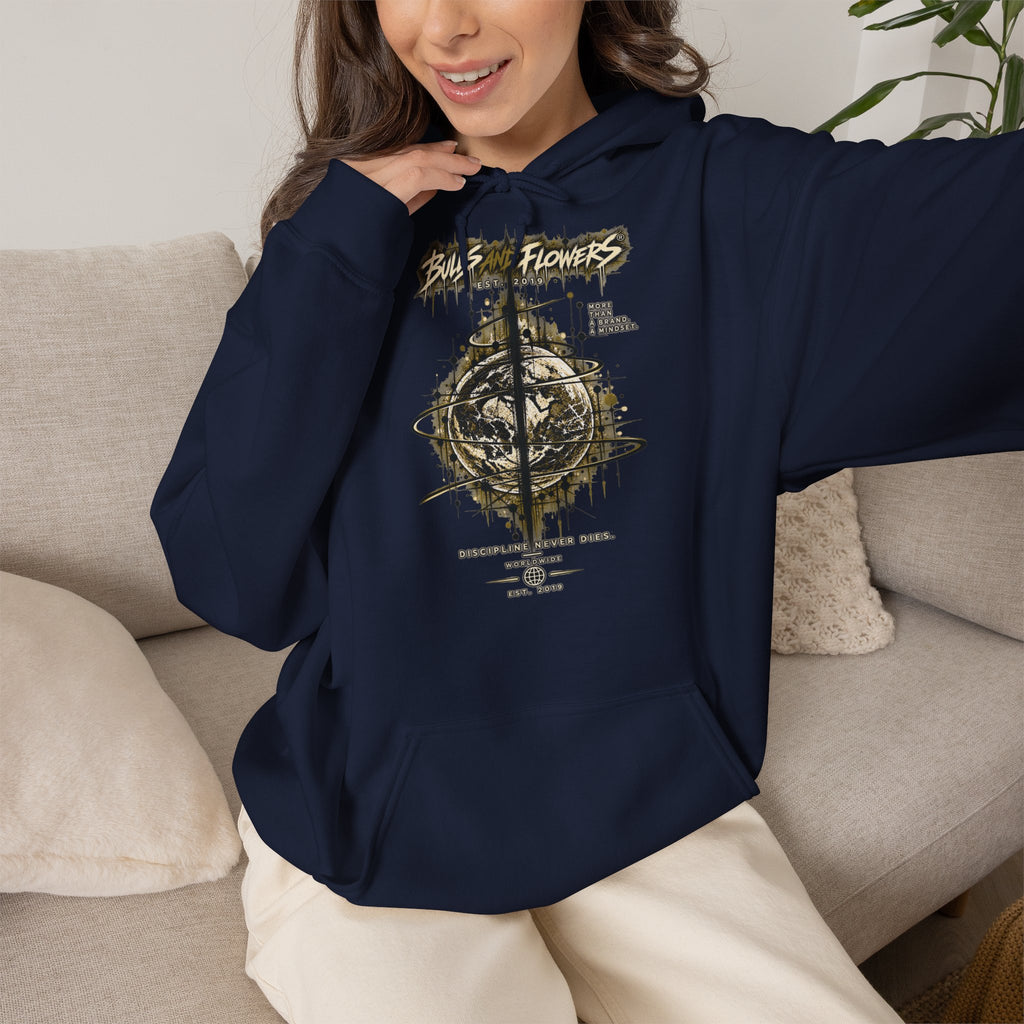 Distressed Compass Skull Hooded Sweatshirt | Grunge Nautical Graphic