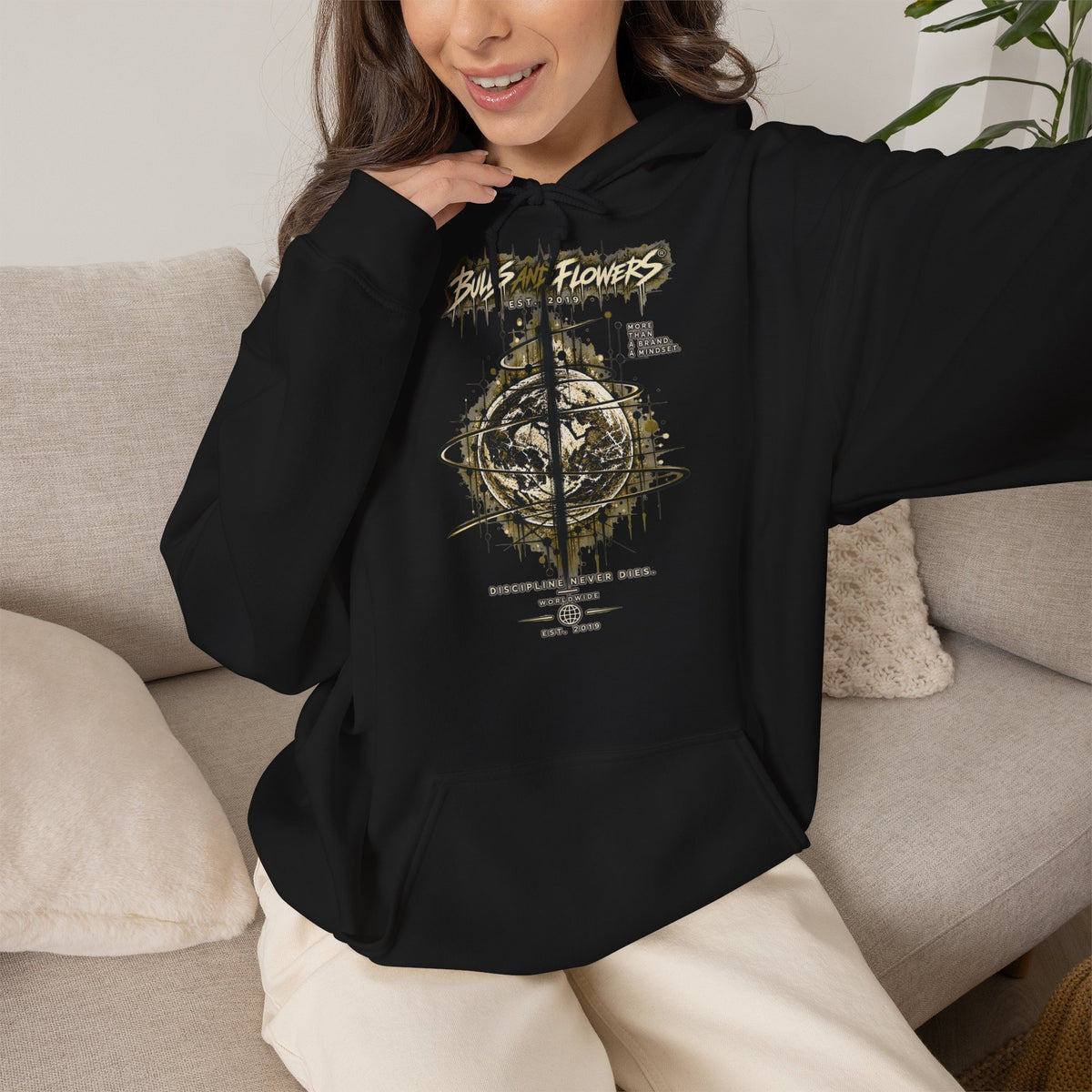 Distressed Compass Skull Hooded Sweatshirt | Grunge Nautical Graphic