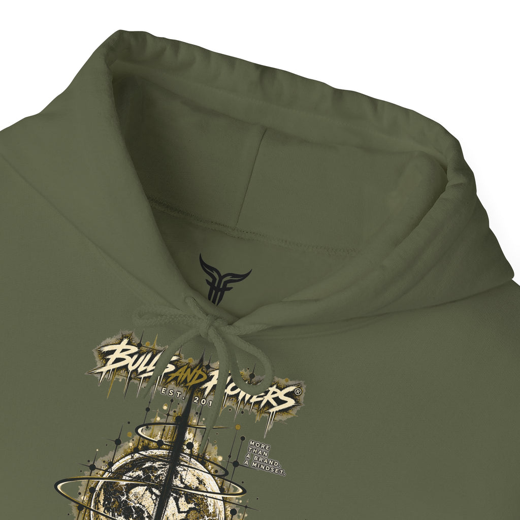 Distressed Compass Skull Hooded Sweatshirt | Grunge Nautical Graphic