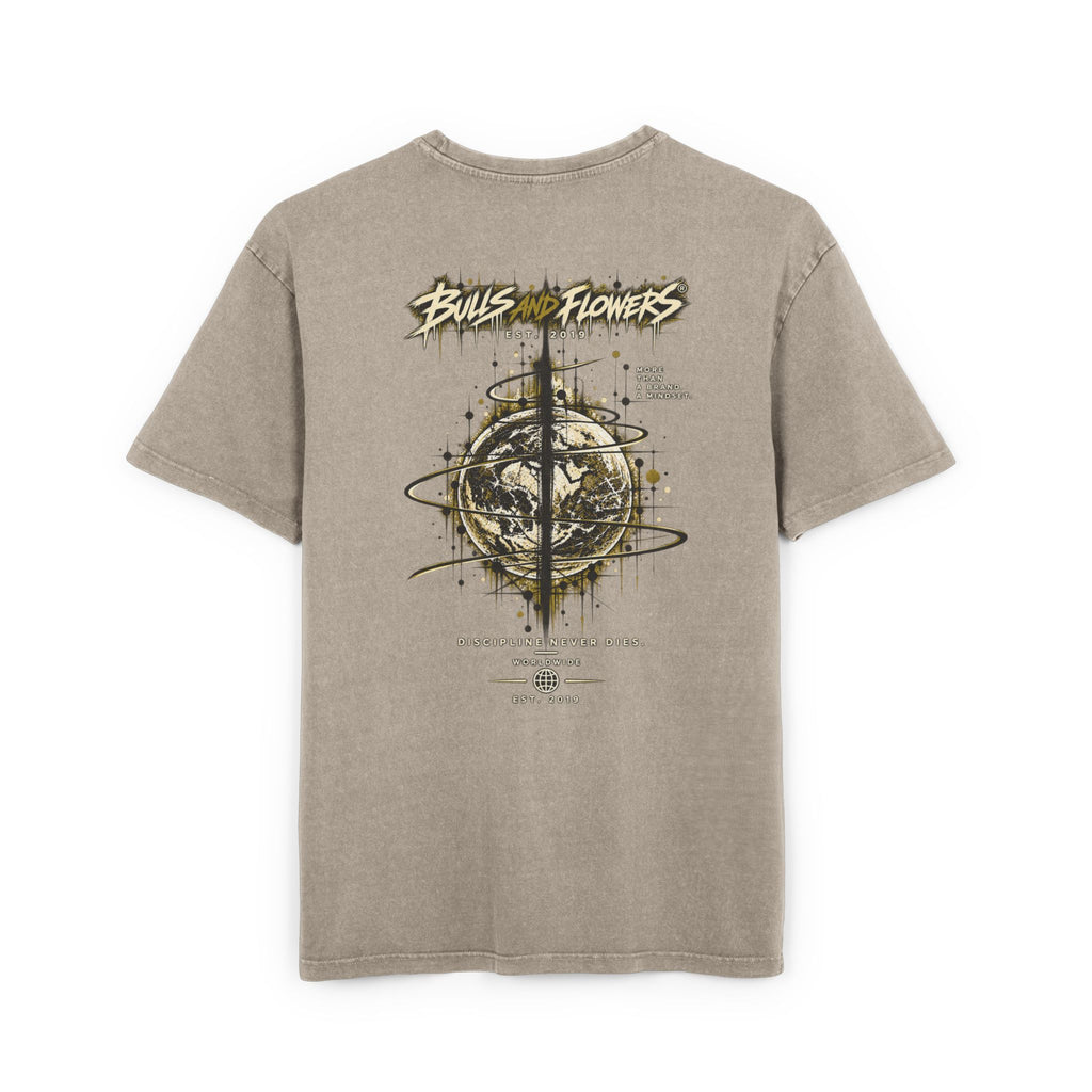 Bulls and Flowers Graphic Tee | Acid Wash Oversize Shirt