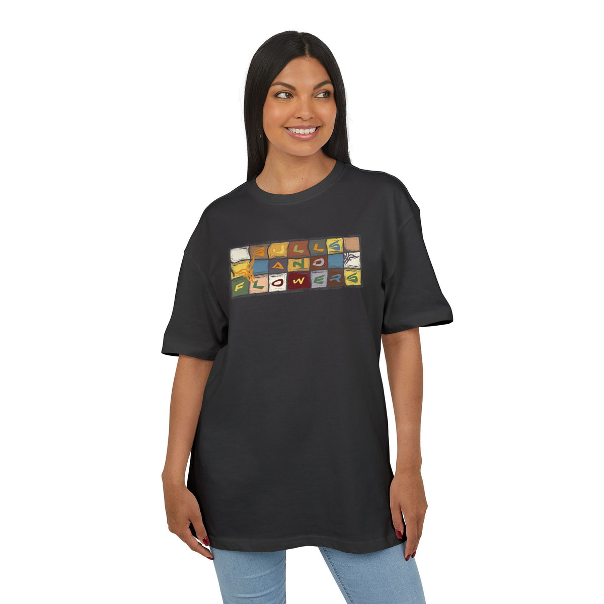 Vintage Mosaic Bulls and Flowers Graphic Tee