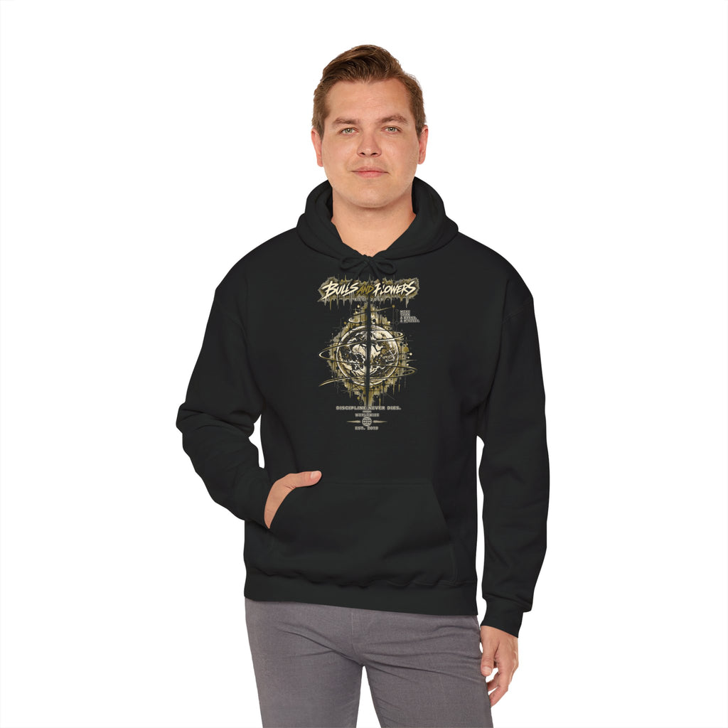 Distressed Compass Skull Hooded Sweatshirt | Grunge Nautical Graphic