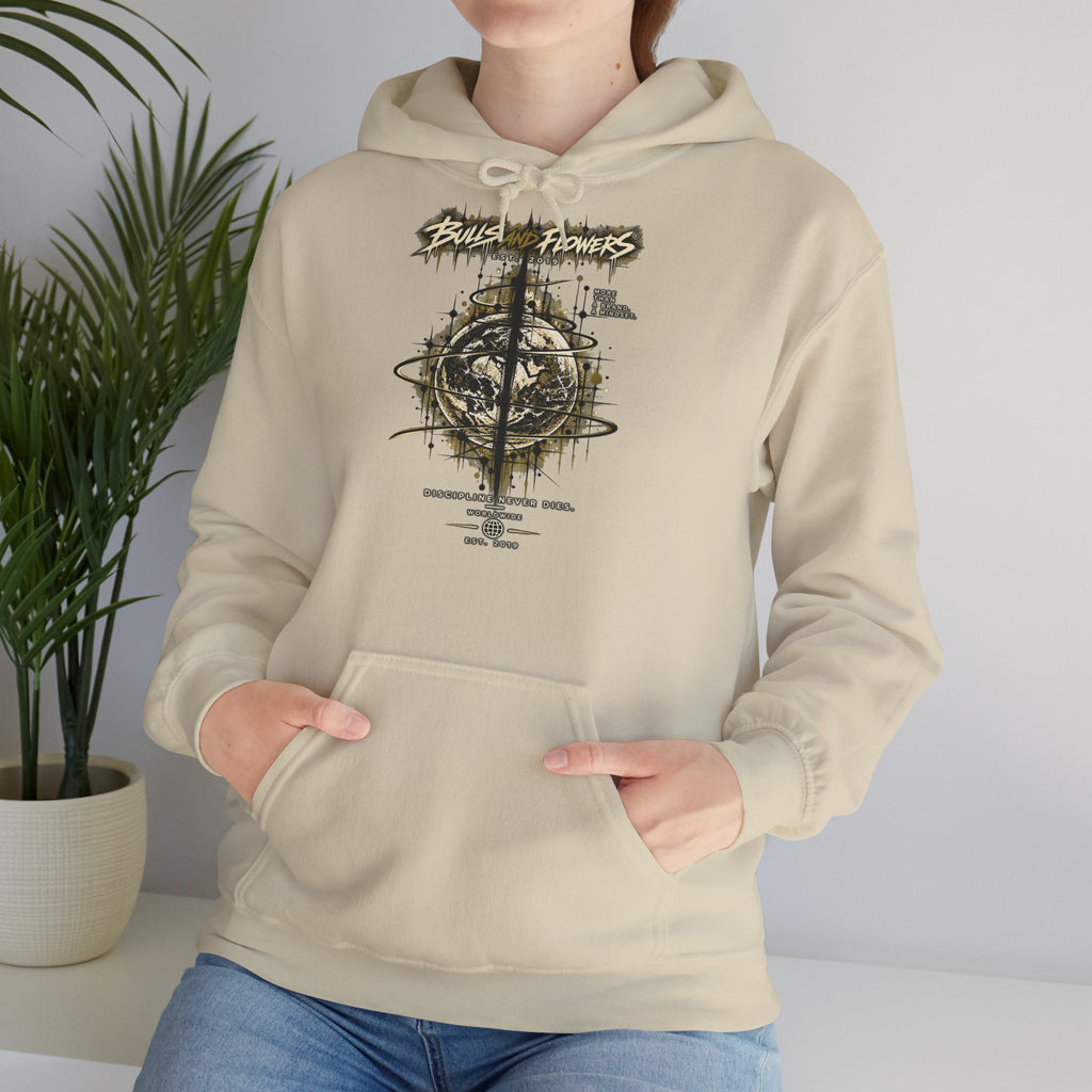 Distressed Compass Skull Hooded Sweatshirt | Grunge Nautical Graphic