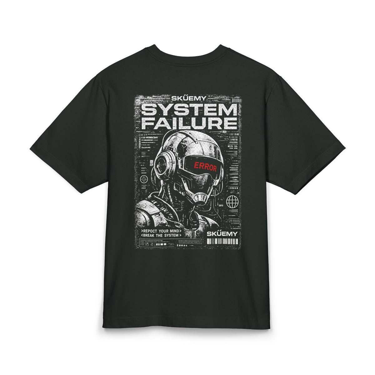 System Failure Robot Graphic Tee | Cyberpunk Helmet Tech Design