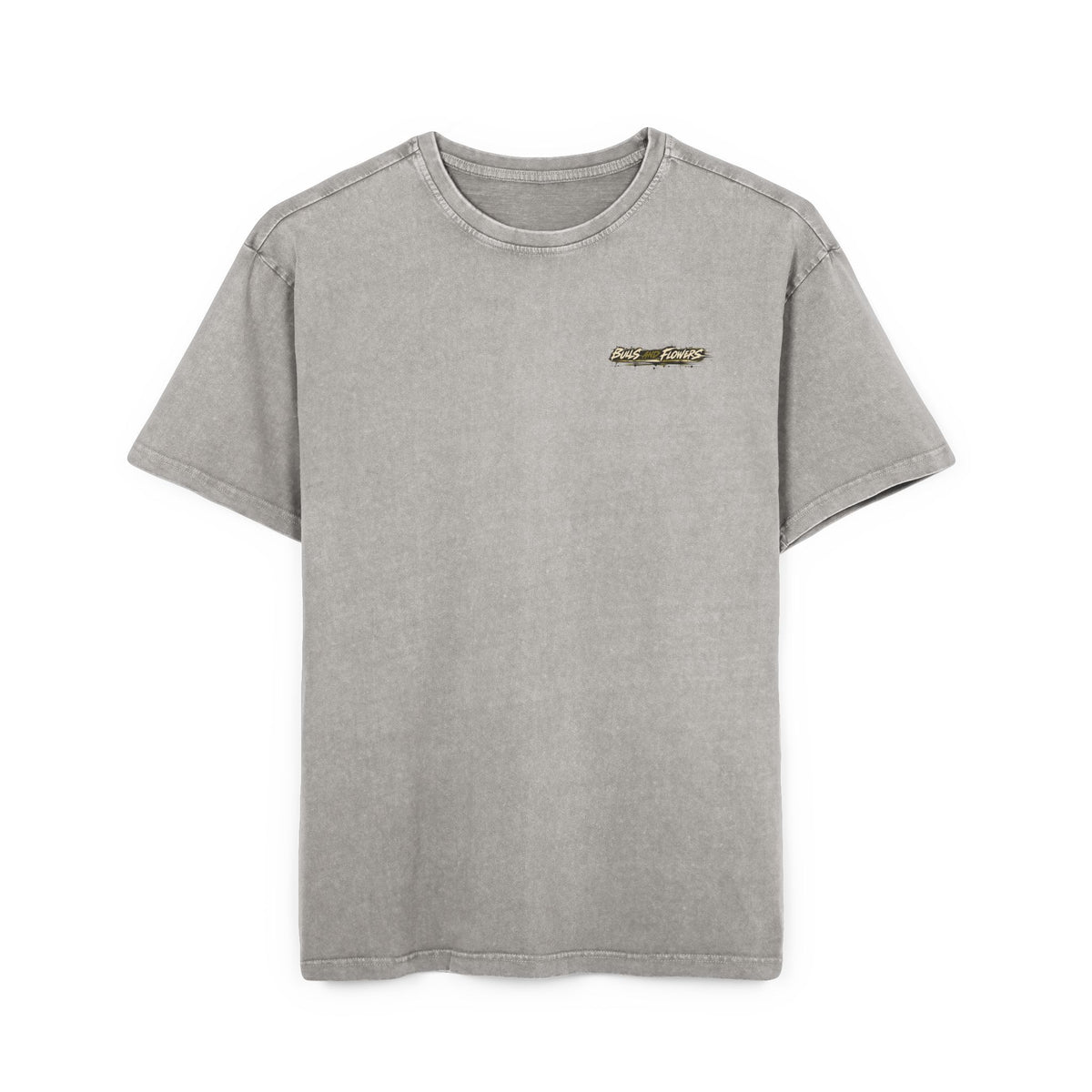 Bulls and Flowers Graphic Tee | Acid Wash Oversize Shirt