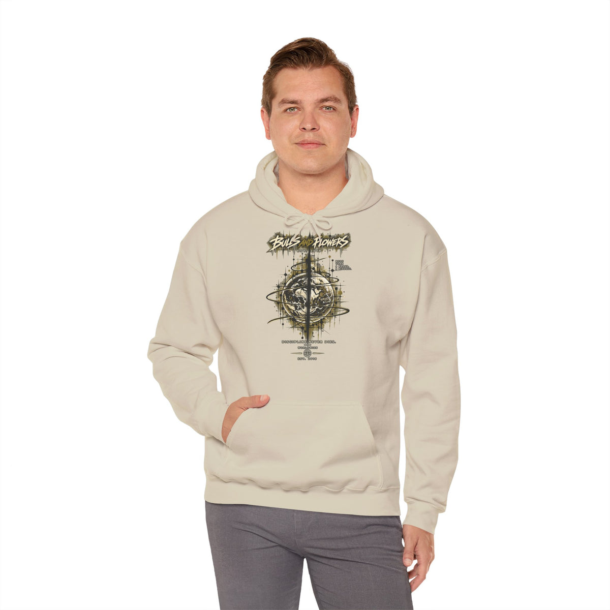Distressed Compass Skull Hooded Sweatshirt | Grunge Nautical Graphic