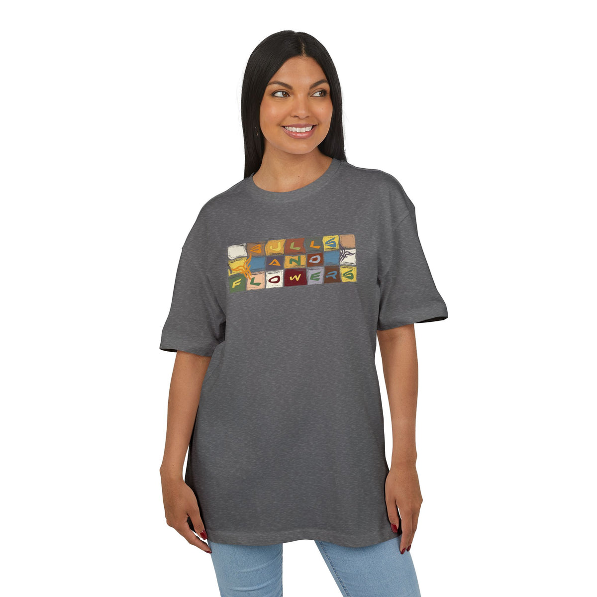 Vintage Mosaic Bulls and Flowers Graphic Tee
